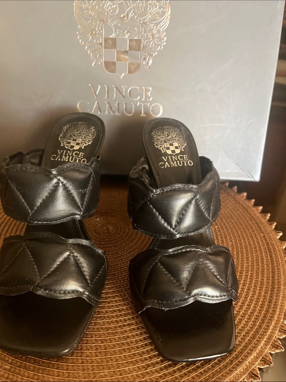 Vince Camuto Kids Black Quilted Slide Sandals